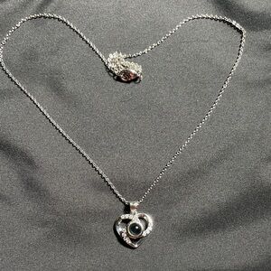 Silver Color Personalized  Heart-Shape Photo Projection Zircon Necklace